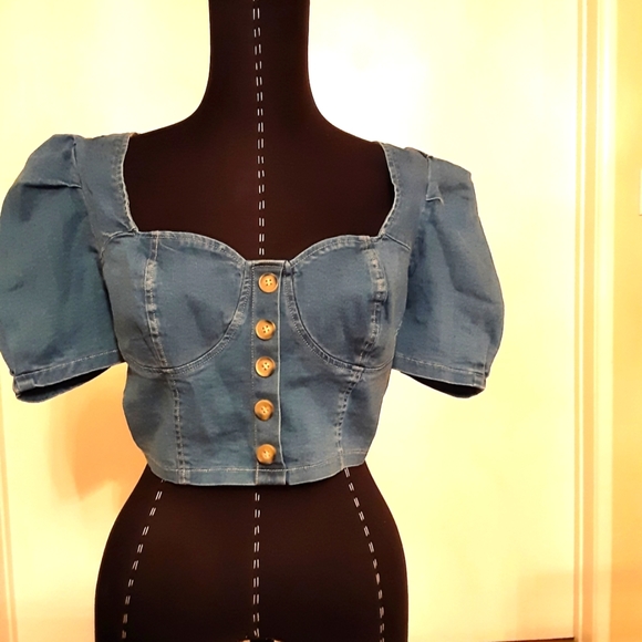 L'ATISTE Tops - Denim Crop Top